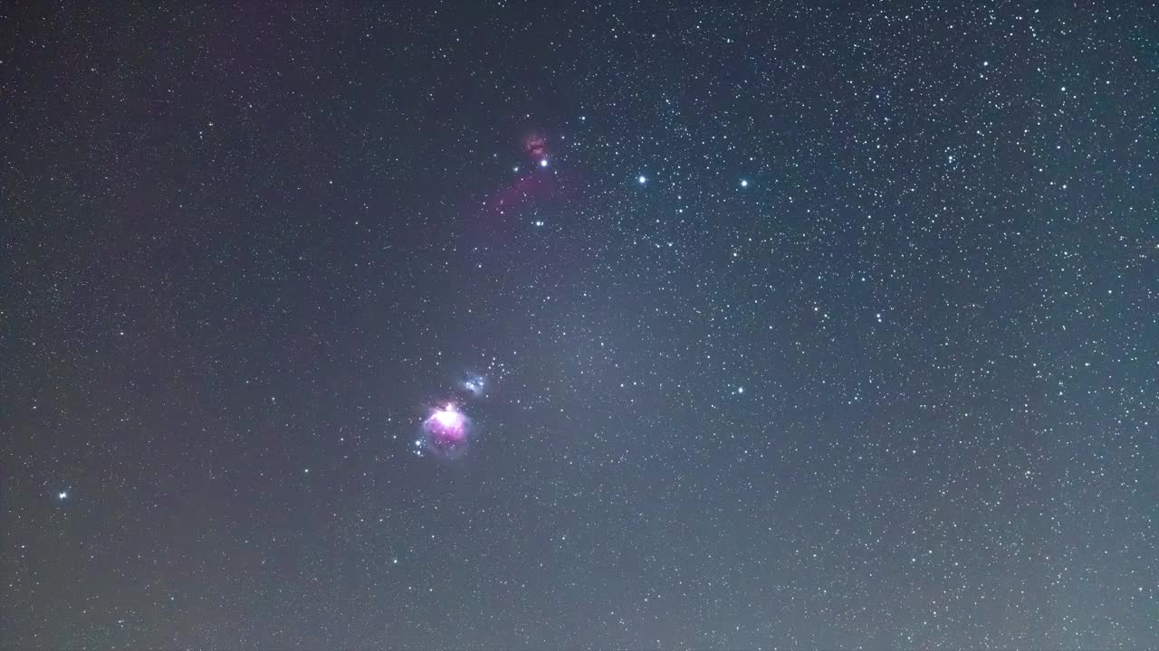 韩国江原道，猎人(猎户星座)和马头星云的夜空视频素材