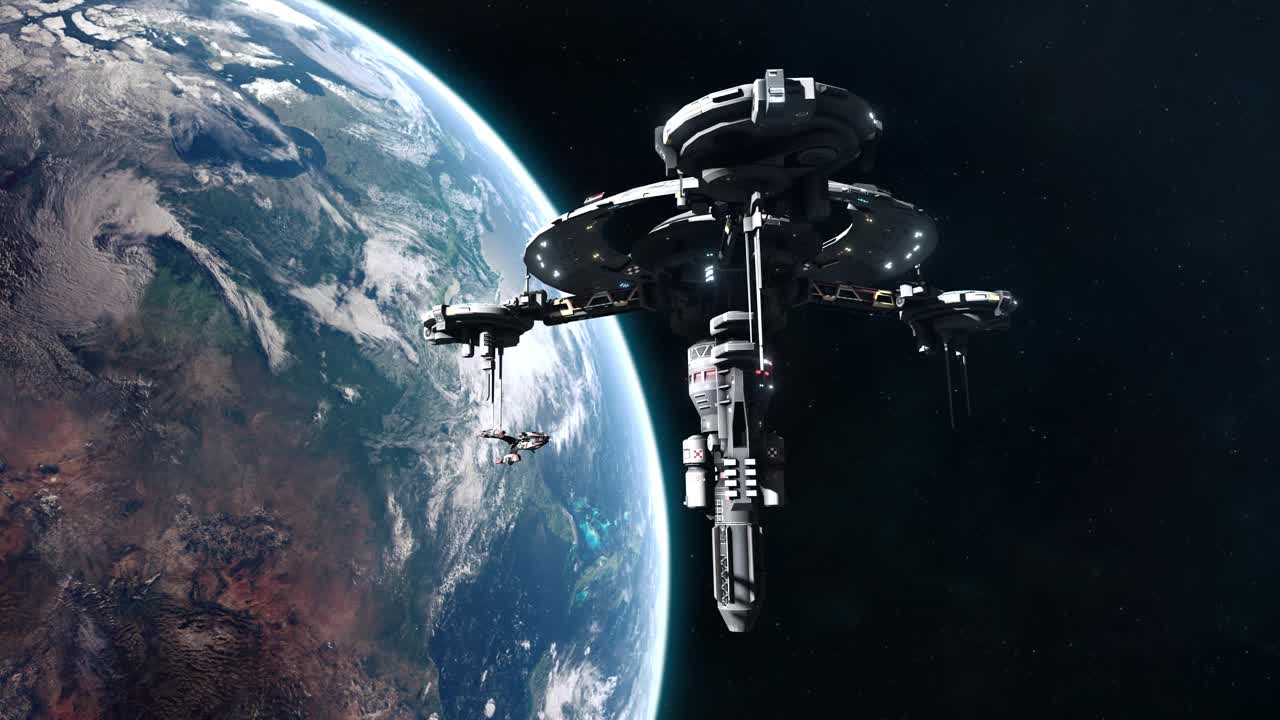 科幻战舰离开地球轨道空间站视频购买