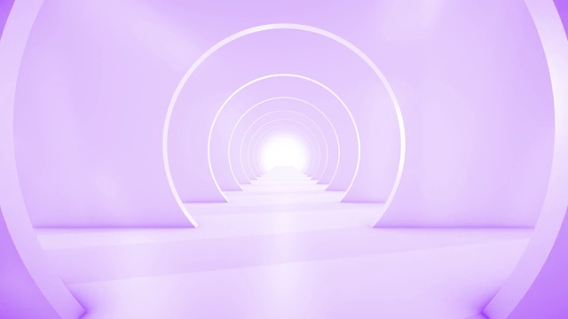 穿越未来的隧道。抽象的3 d动画。照明廊道、室内设计、宇宙飞船、科学、实验室、技术、科学、建筑、工业的概念视频素材