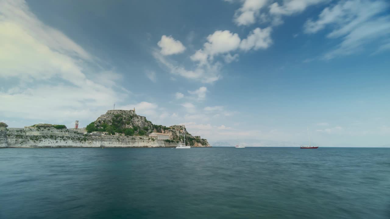 希腊科孚镇:科孚岛上古老的威尼斯城堡。视频素材
