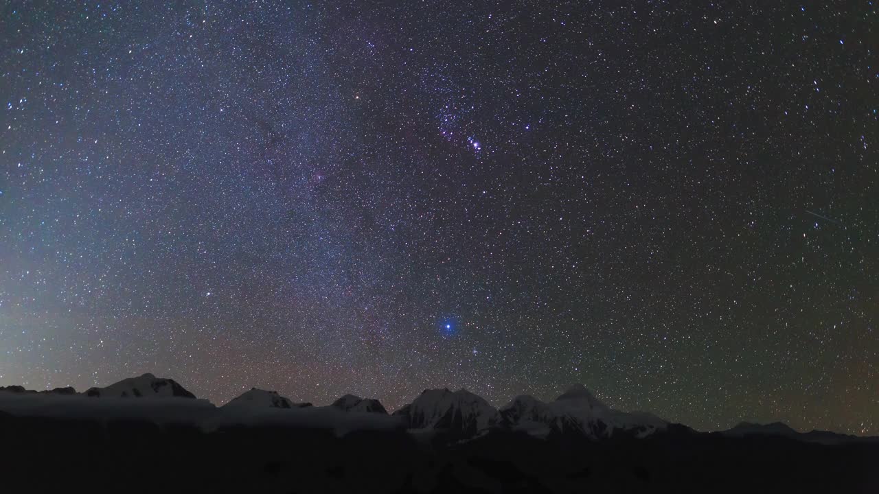 雪山上的天空布满了星星视频素材