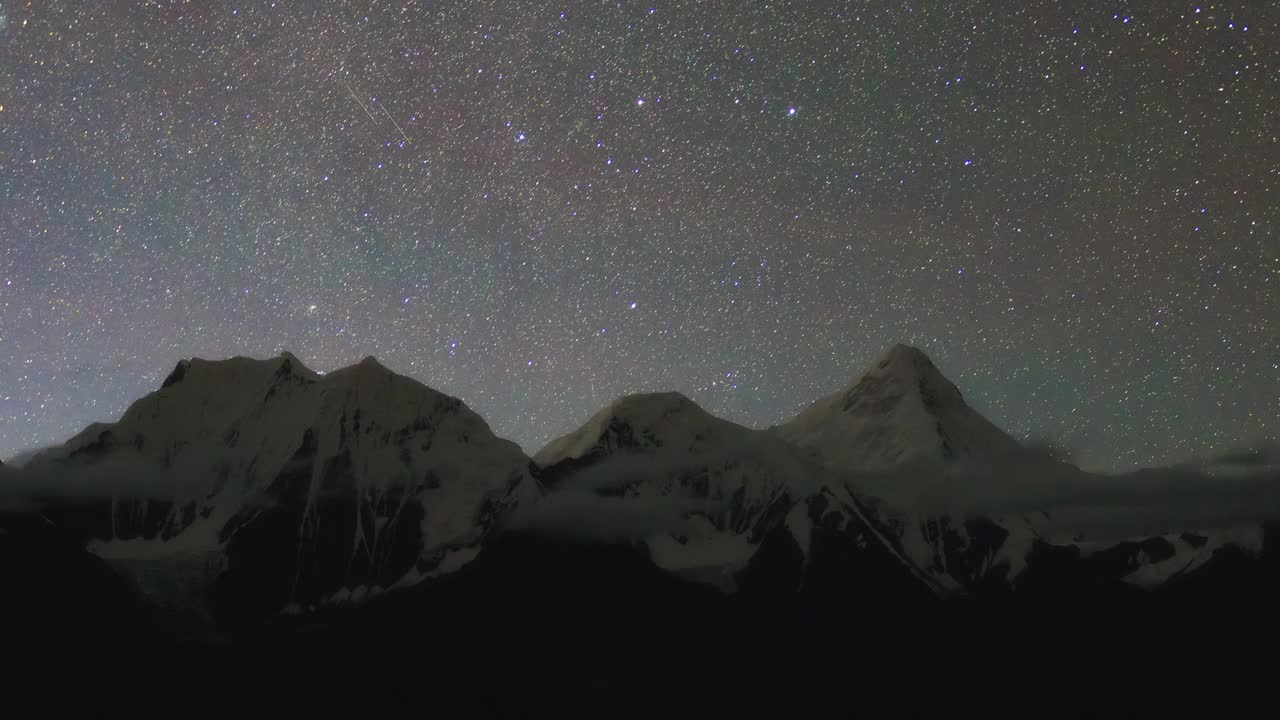 雪山上的天空布满了星星视频素材