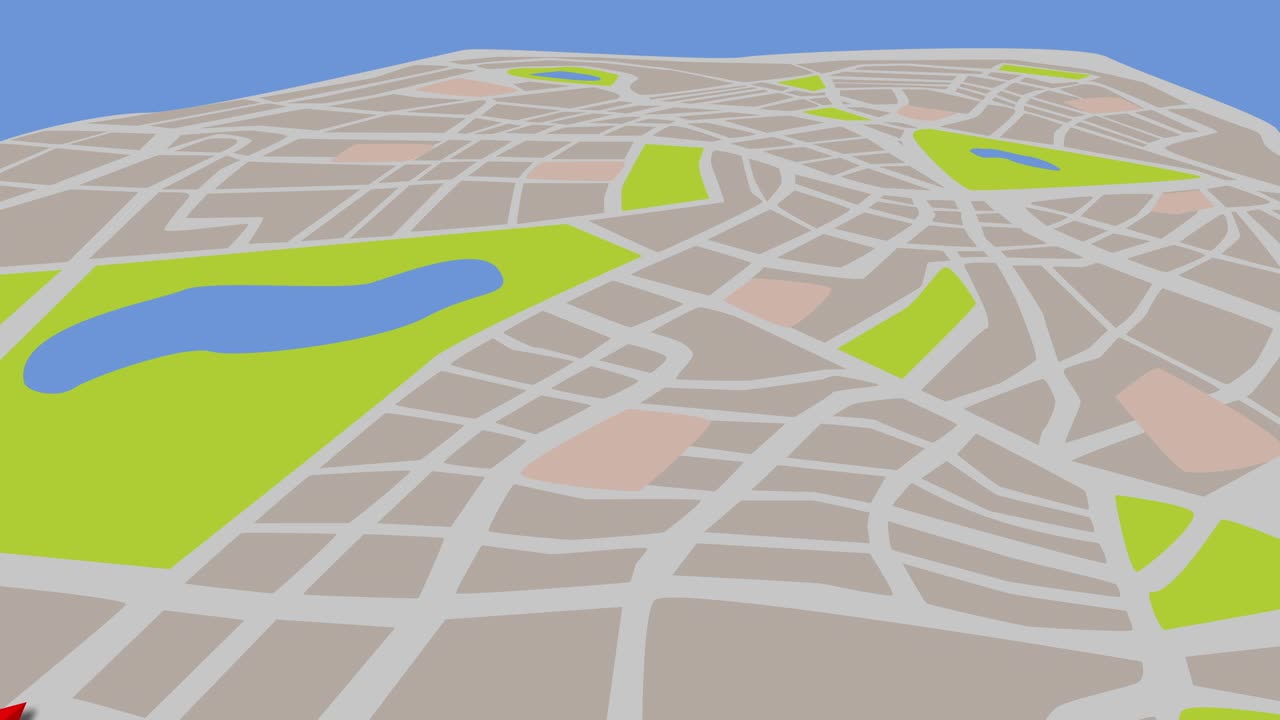 3D地图动画出租车或出租车代理与弹出的针泡。4 k地图背景。全球定位系统(GPS)的概念。视频素材
