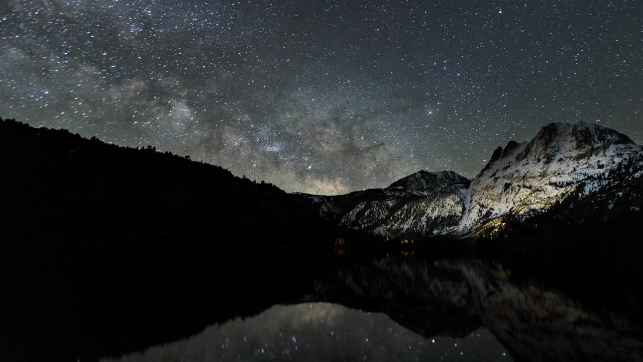 星星，湖泊，夜空，时光流逝视频素材