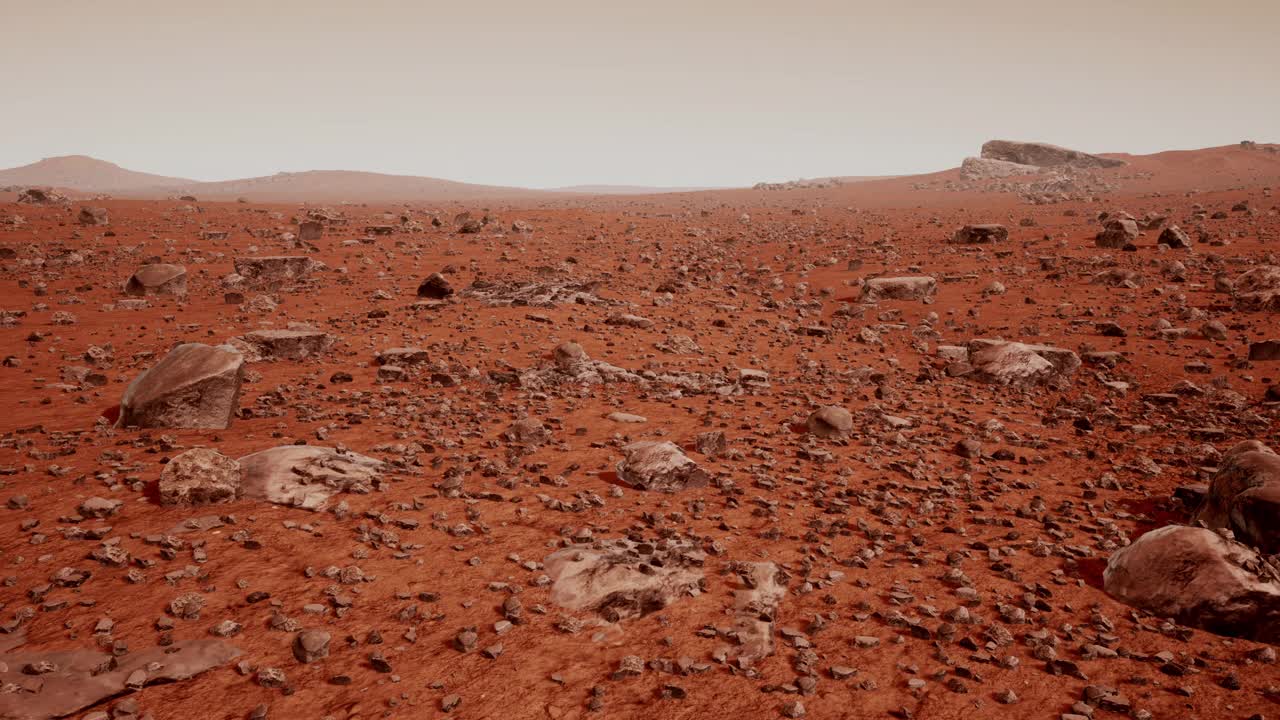 火星的表面，布滿了小巖石和紅砂視頻下載