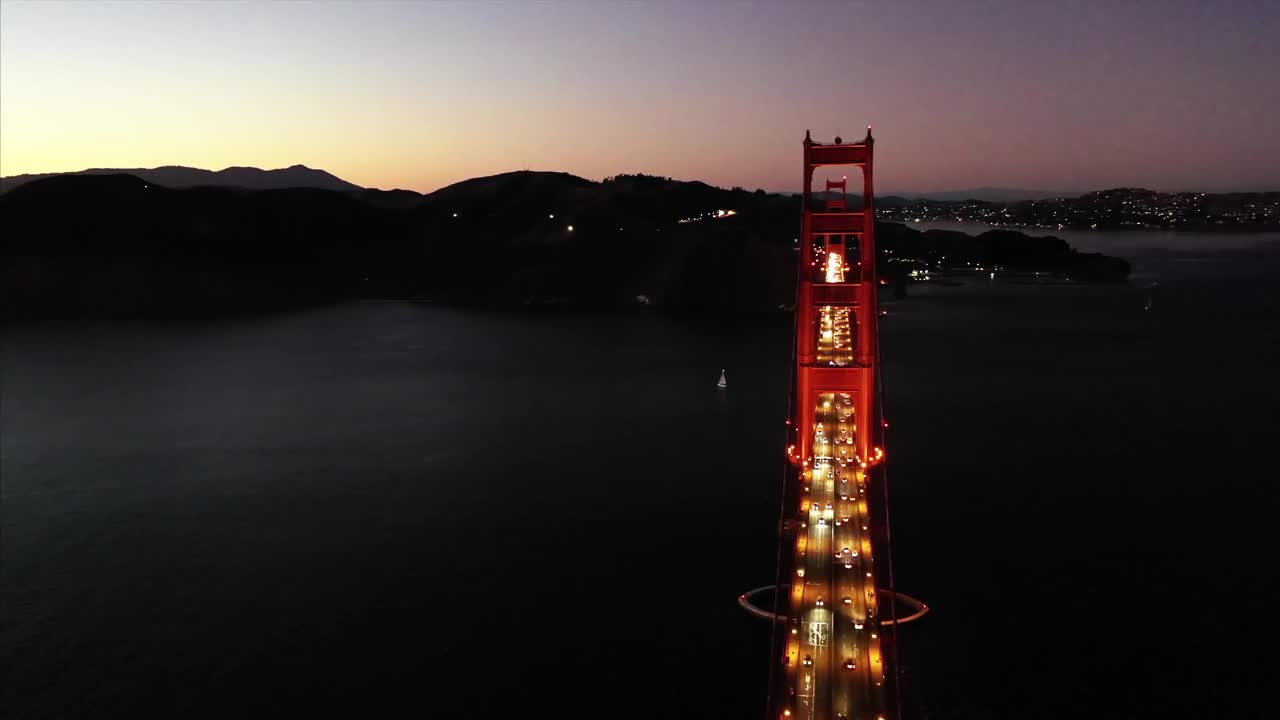 金门大桥，旧金山，加利福尼亚，美国。(黄昏)视频下载