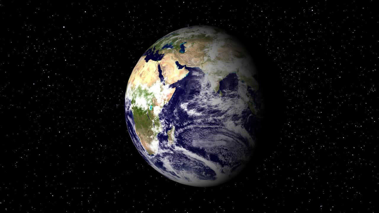从太空俯瞰非洲、欧洲和美洲的地球缓慢旋转视频素材