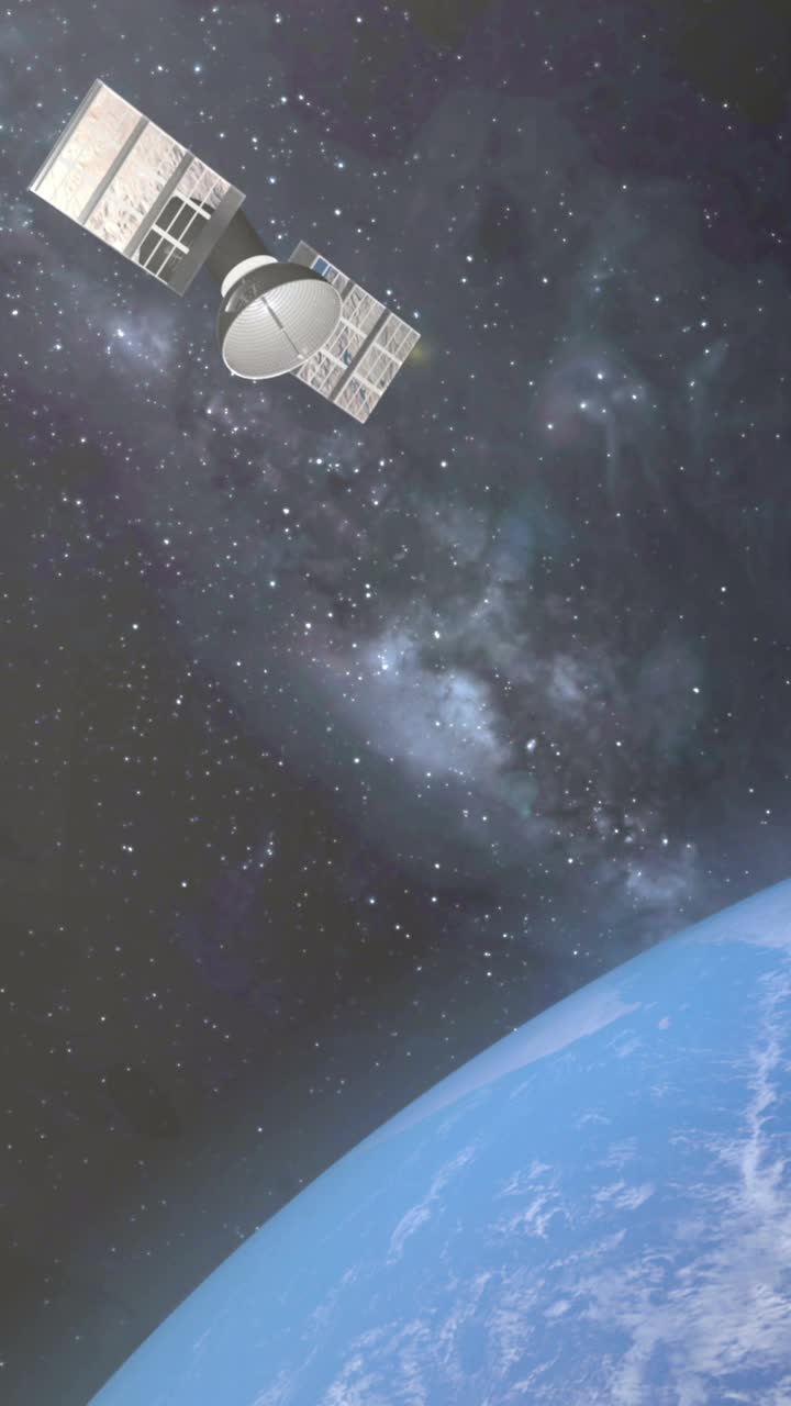 卫星从太空扫描和监控地球。卫星绕地球轨道运行。视频素材