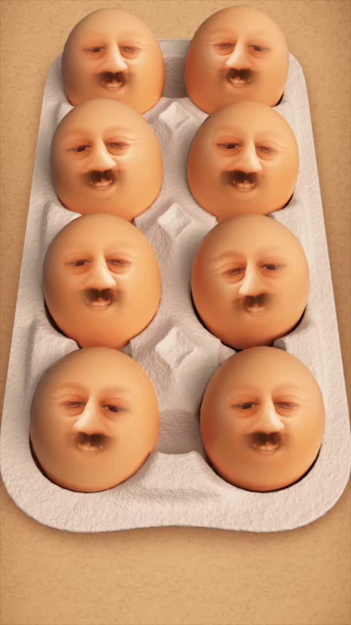 8个鸡蛋里有一张人脸的搞笑视频在网上疯传。视频下载