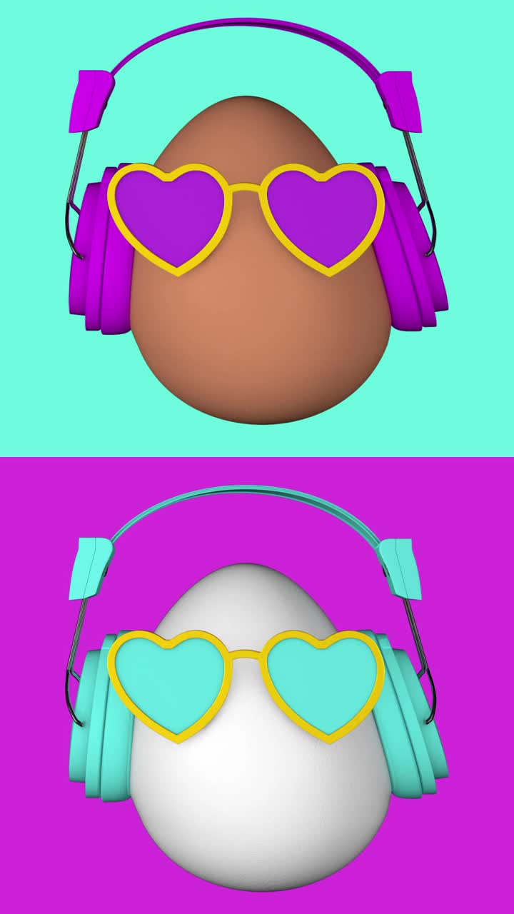 3D动画的花式鸡蛋。毛圈视频下载
