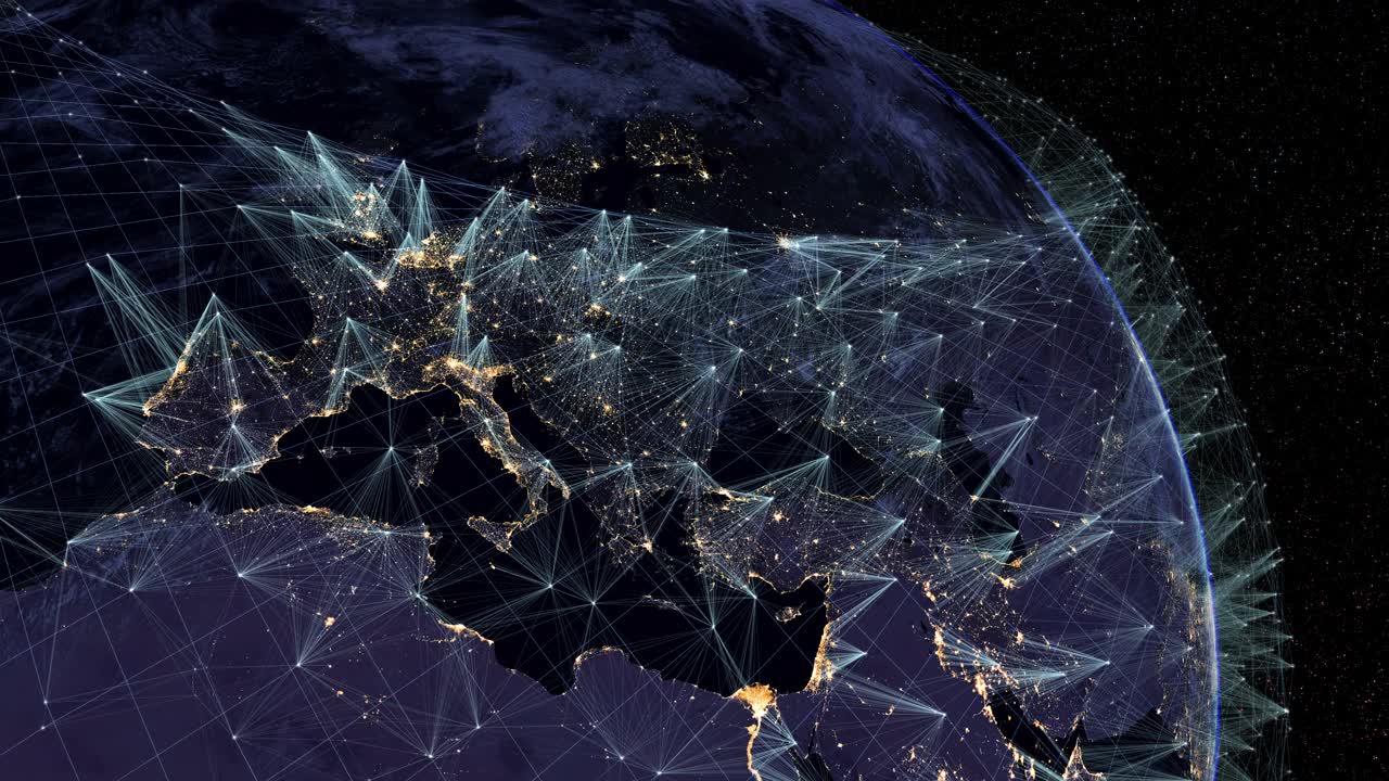 欧洲的卫星互联网。视频素材