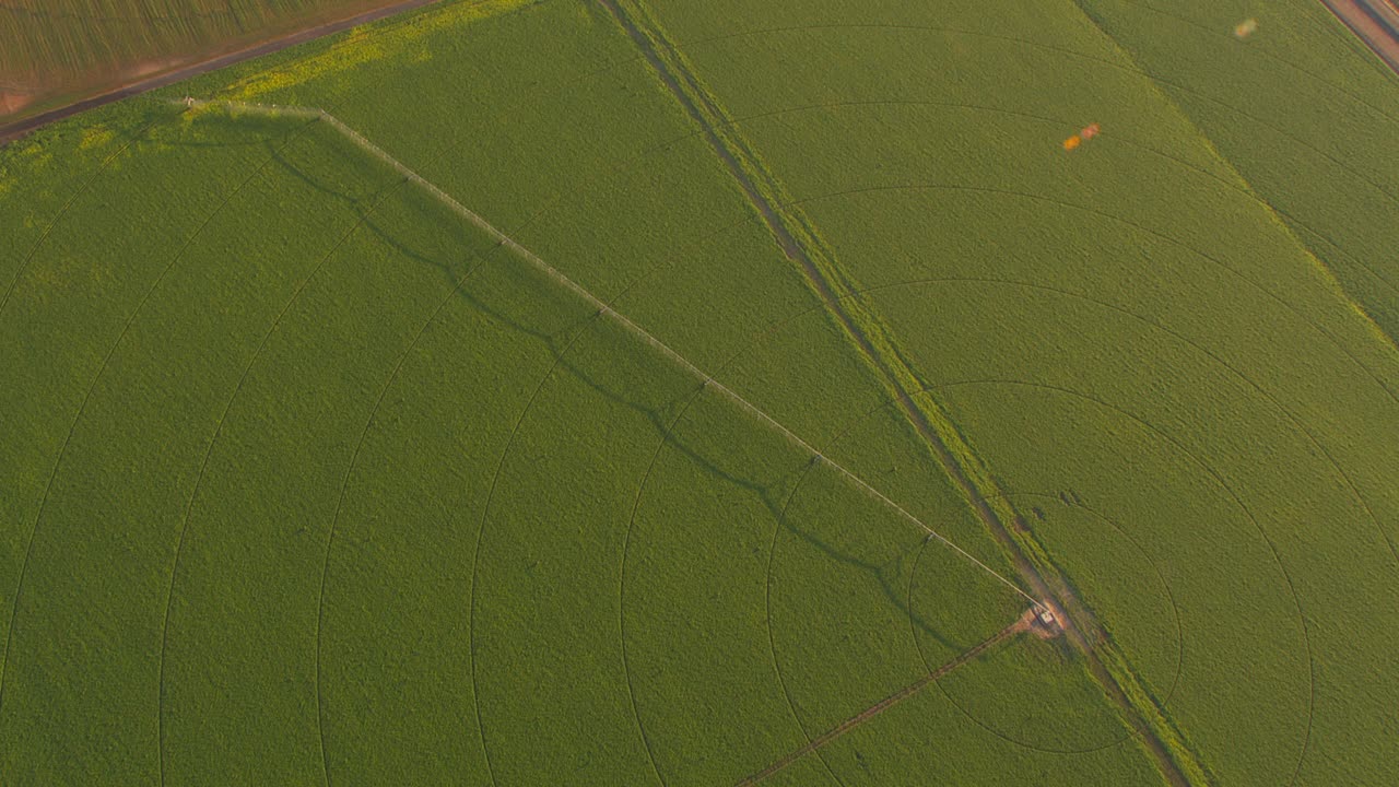 大型农田的中心支点灌溉系统。视频素材