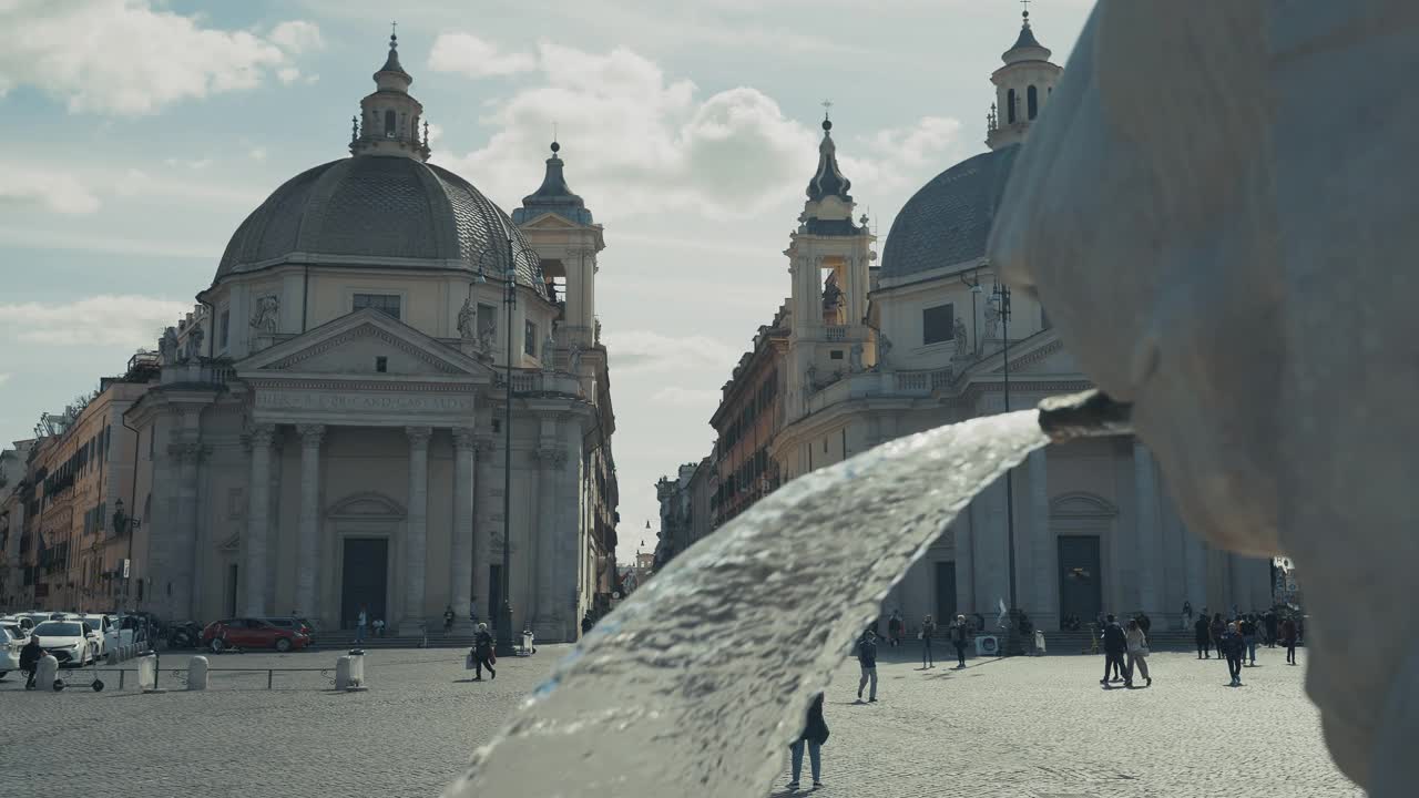 罗马人民广场的喷泉视频下载