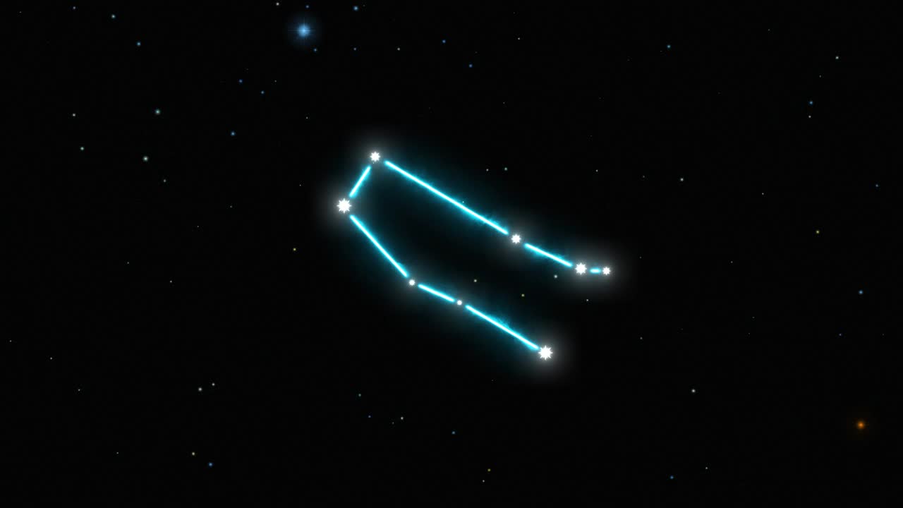 星座双子座幻想蓝色夜空无限宇宙空间背景4k视频素材