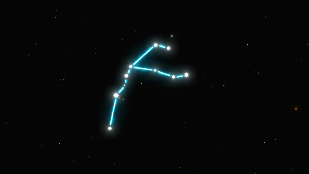 星座水瓶座幻想蓝色夜空无限宇宙空间背景4k视频素材