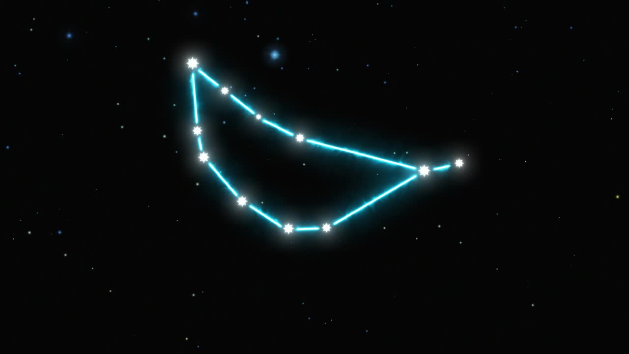 星座摩羯座幻想蓝色夜空无限宇宙空间背景4k视频素材