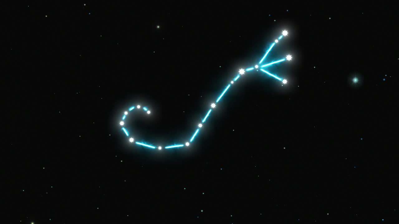 星座天蝎座幻想蓝色夜空无限宇宙空间背景4k视频素材