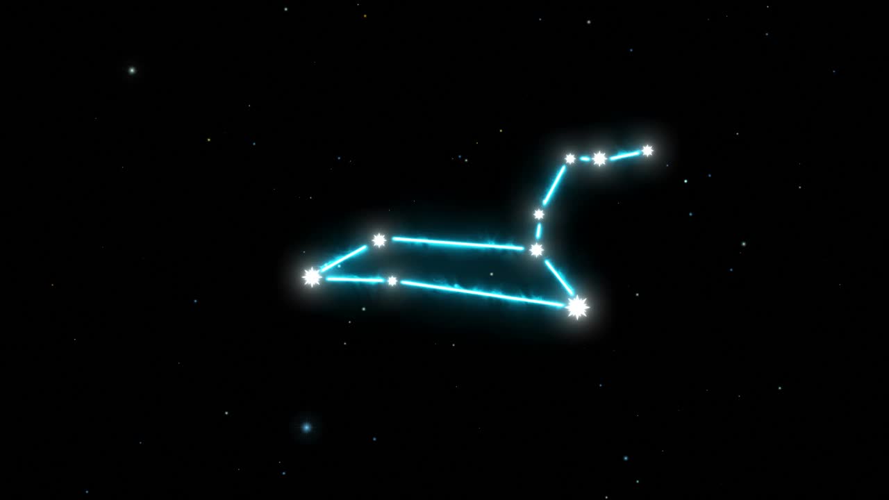 星座狮子座幻想蓝色夜空无限宇宙空间背景4k视频素材