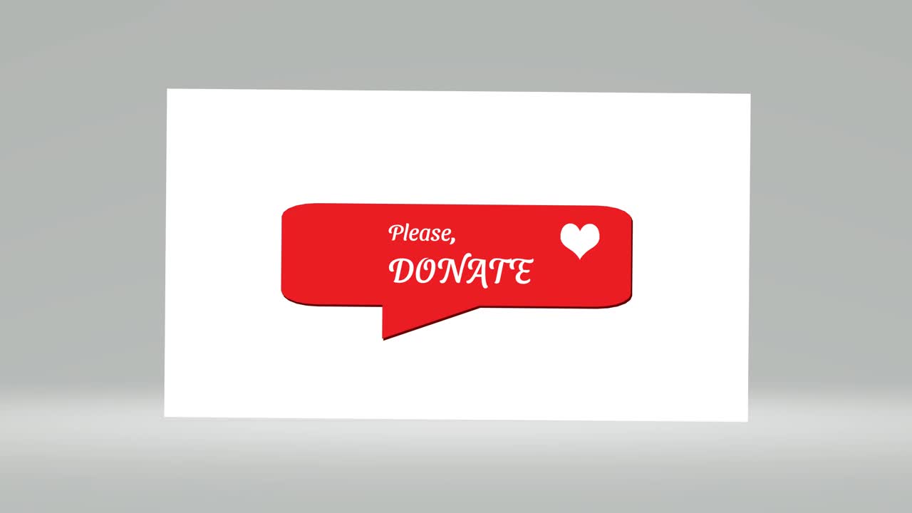 动画捐赠按钮图标与红心。慈善、慈善和志愿的象征。网页设计元素视频下载