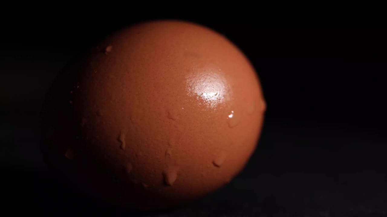 鸡蛋宏细节旋转与黑色背景视频下载