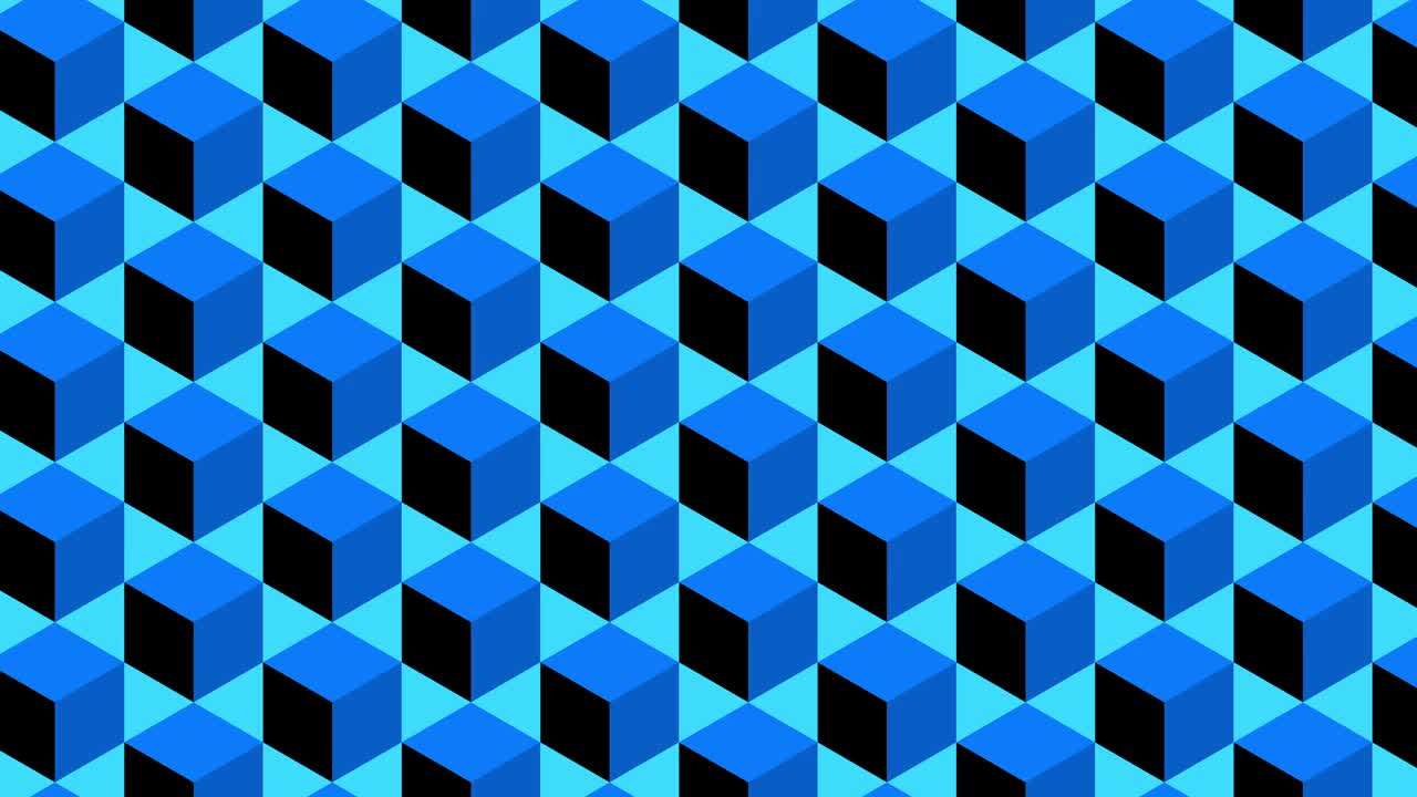 蓝色几何图案背景与立方体视频下载