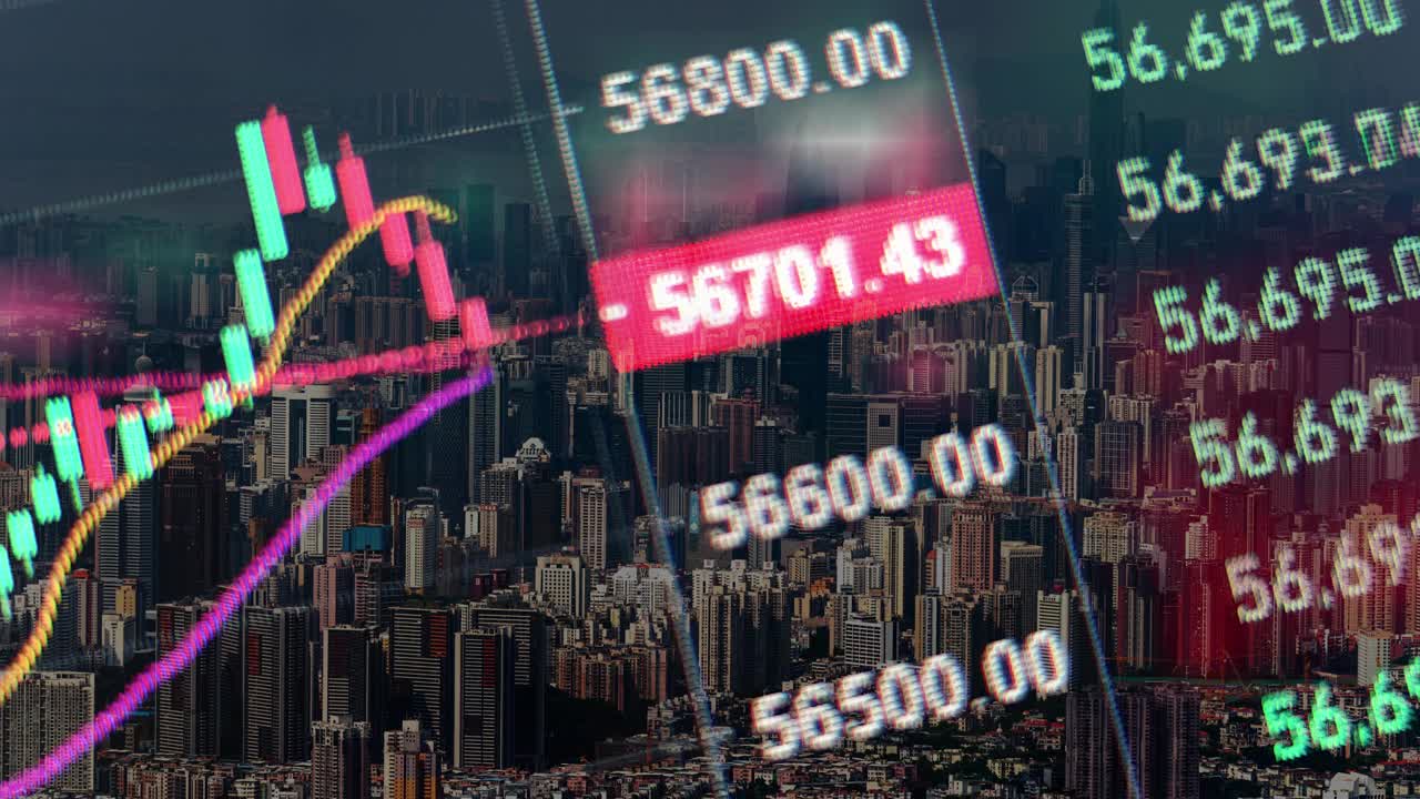 T/L LS ZO深圳城市景观时间推移与证券市场金融交易视频下载