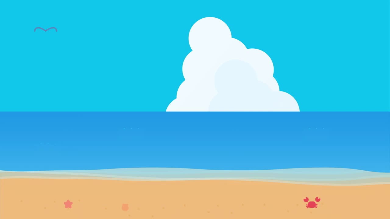 蓝天和海滩动画视频下载