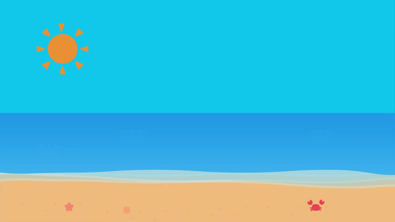 蓝天和海滩动画视频下载
