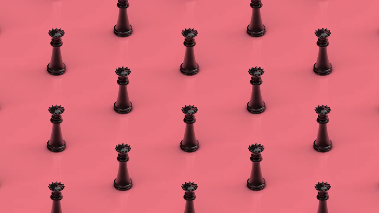 粉色背景下的皇后棋子，等距图案，无缝循环视频下载