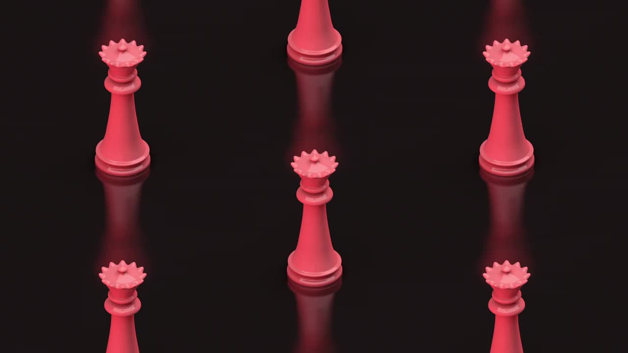 皇后棋子在黑色背景下，等距图案，无缝循环视频下载