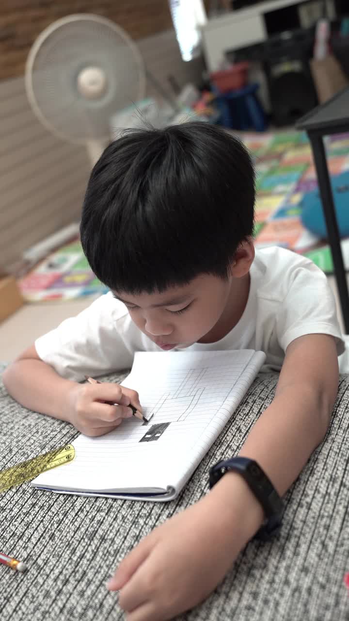 亚洲男孩在线学习与在线家教在家。视频下载