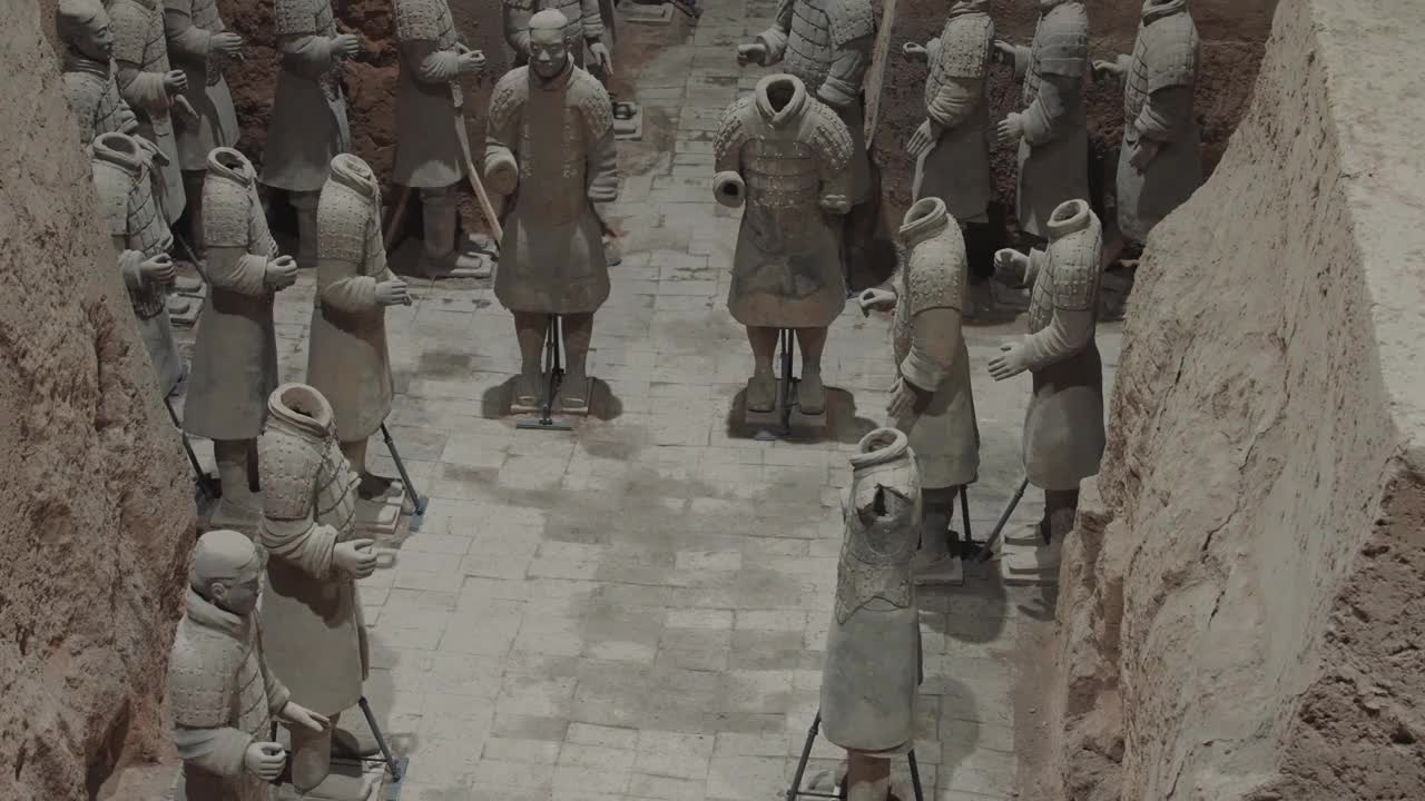 兵马俑在西安，中国。视频下载
