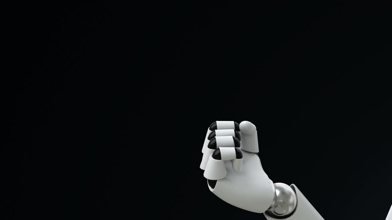 一个人形机器人张开手，一个地球全息图出现了。人工智能的概念。3 d动画。视频下载
