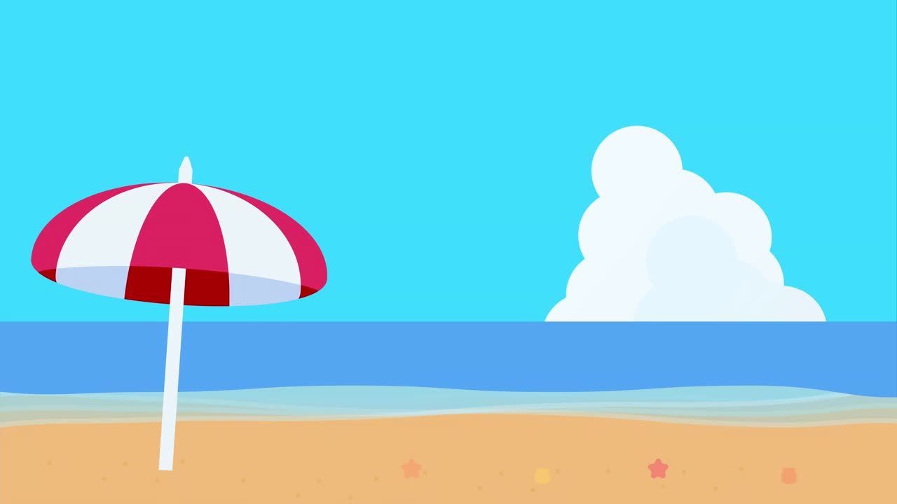简单可爱的沙滩阳伞动画视频下载