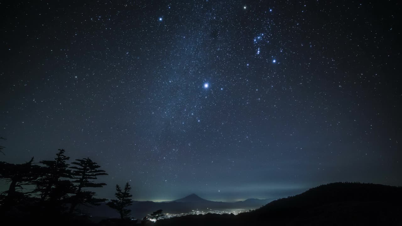 富士山的延時拍攝和國東岳的星空視頻素材