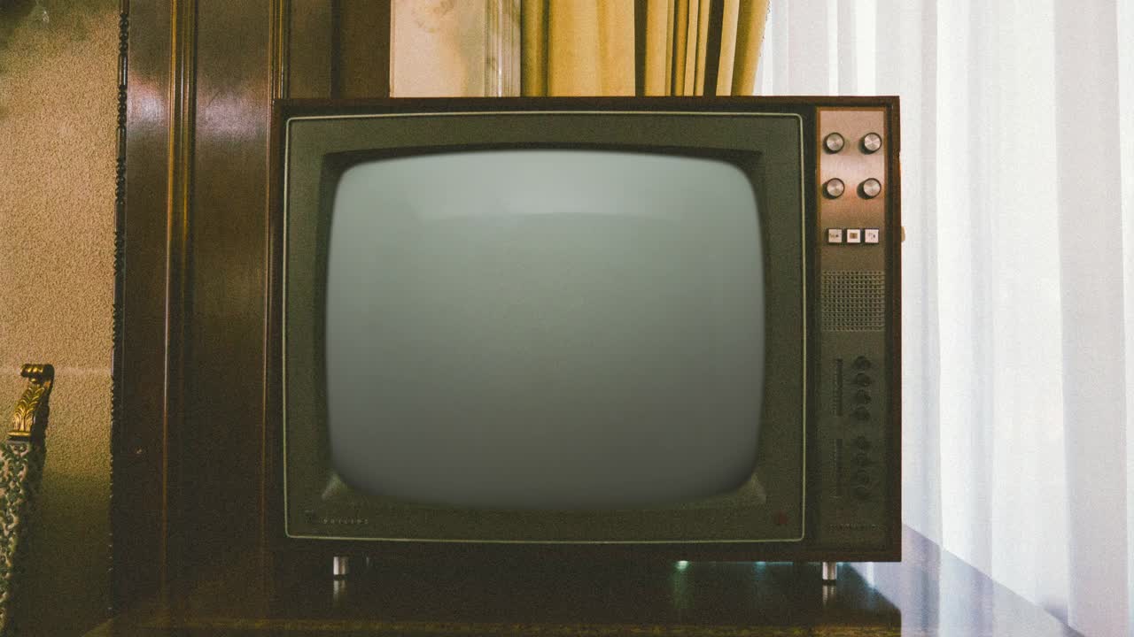 特寫的復古電視與色度鍵屏幕視頻素材