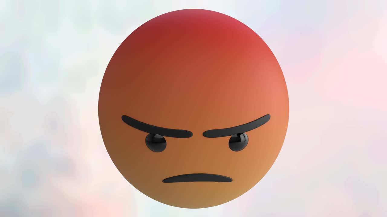 生气的表情符号的动画图标在粉红色到蓝色的背景视频下载