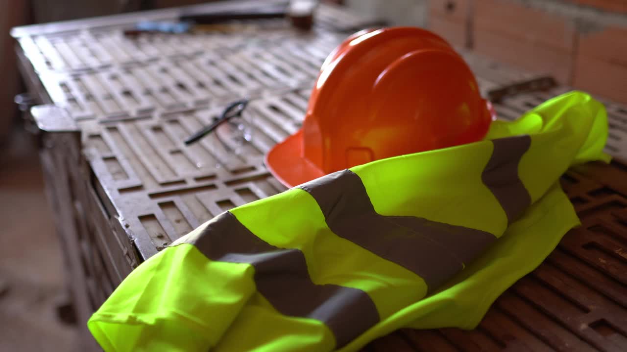 建筑工人在建筑工地穿着制服和防护服视频素材