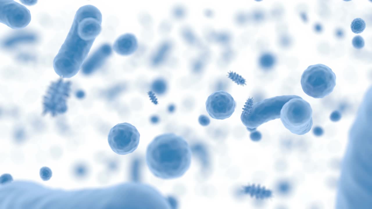 蓝色身体微生物菌群医学概念健康食品4k视频素材