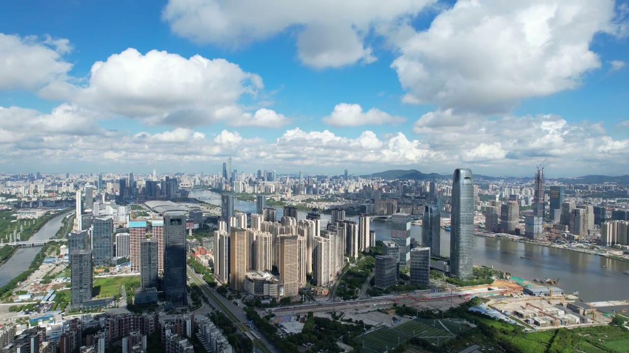中国广州琶洲的俯视图视频下载
