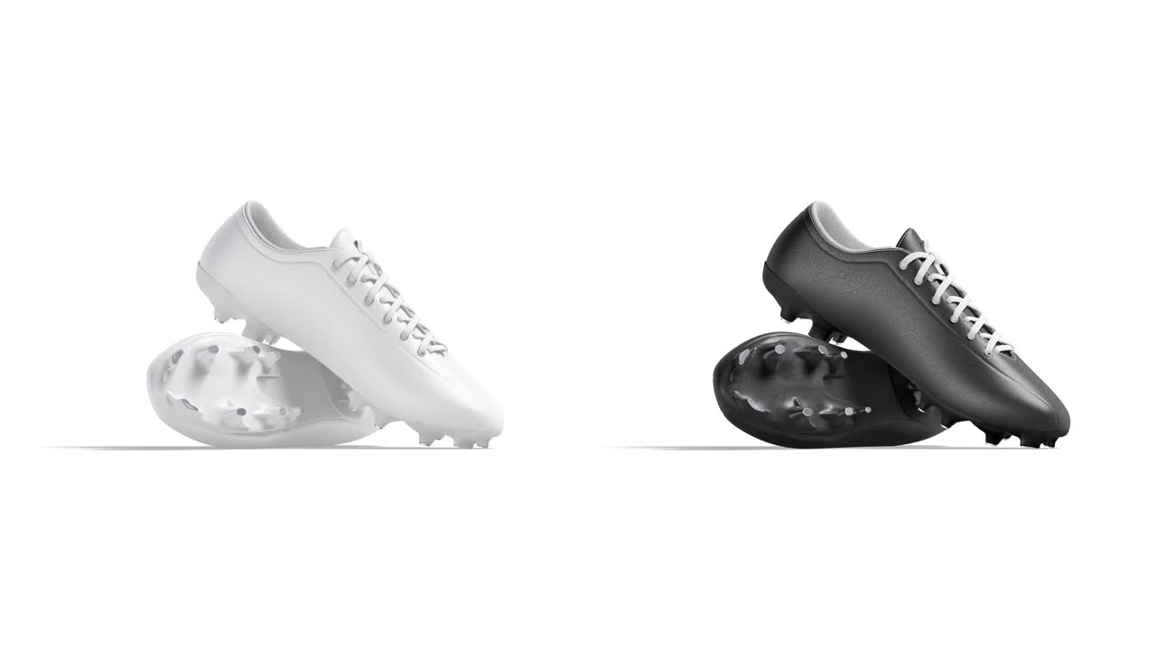 空白的黑白足球鞋模型，循环旋转视频素材