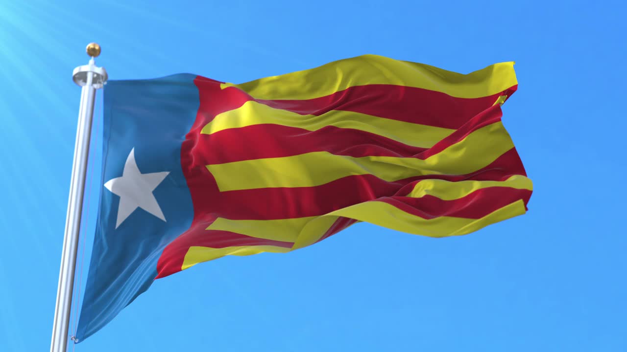 瓦伦西亚国旗或瓦伦西亚国旗，瓦伦西亚，西班牙。循环视频素材
