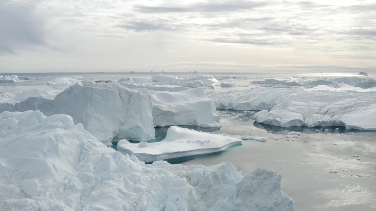 格陵兰岛冰川和冰山的航拍图视频素材