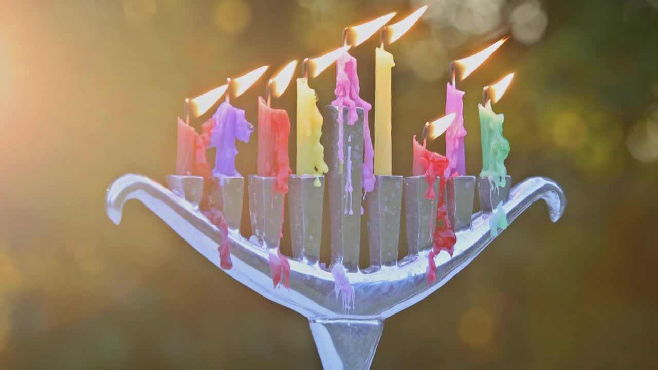犹太节日象征光明节，犹太人的光明节视频素材