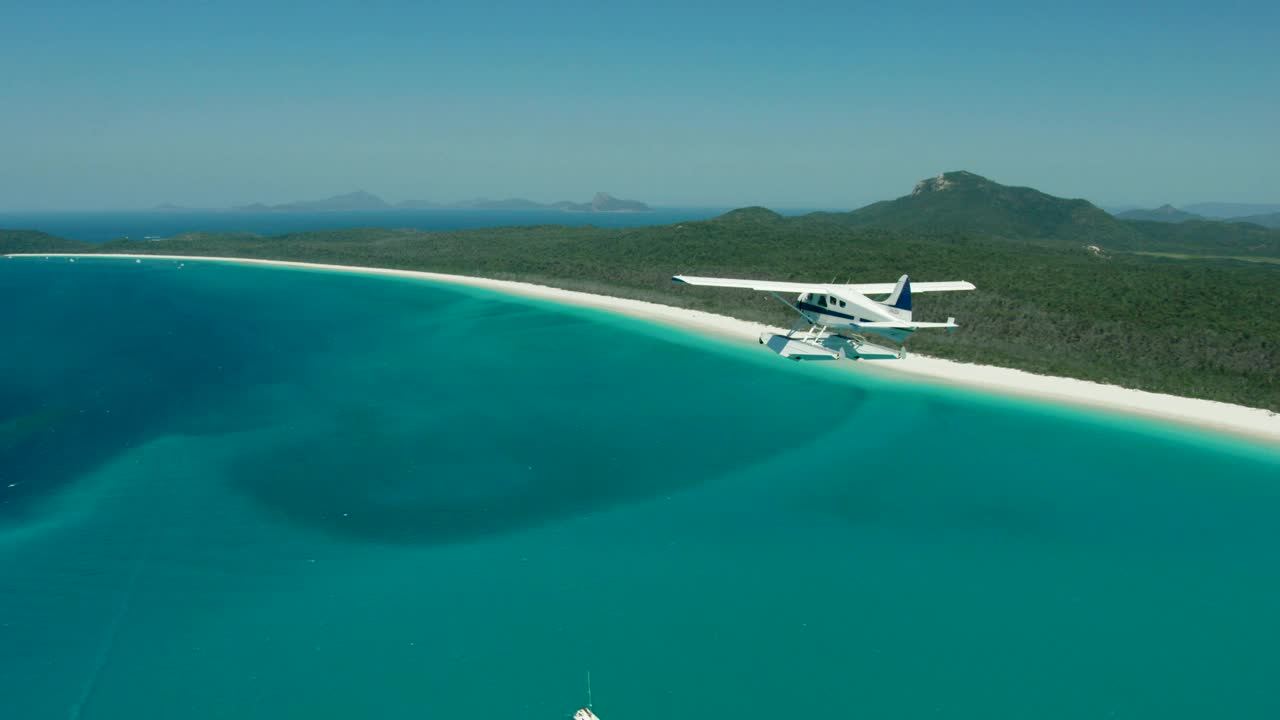 怀特黑文海滩大堡礁水上飞机航拍视频素材