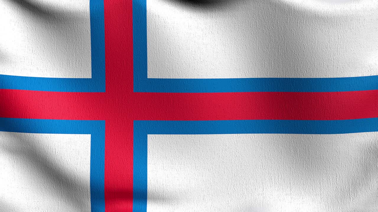 法罗群岛的旗帜在风中飘扬。波形标志的三维渲染图视频素材