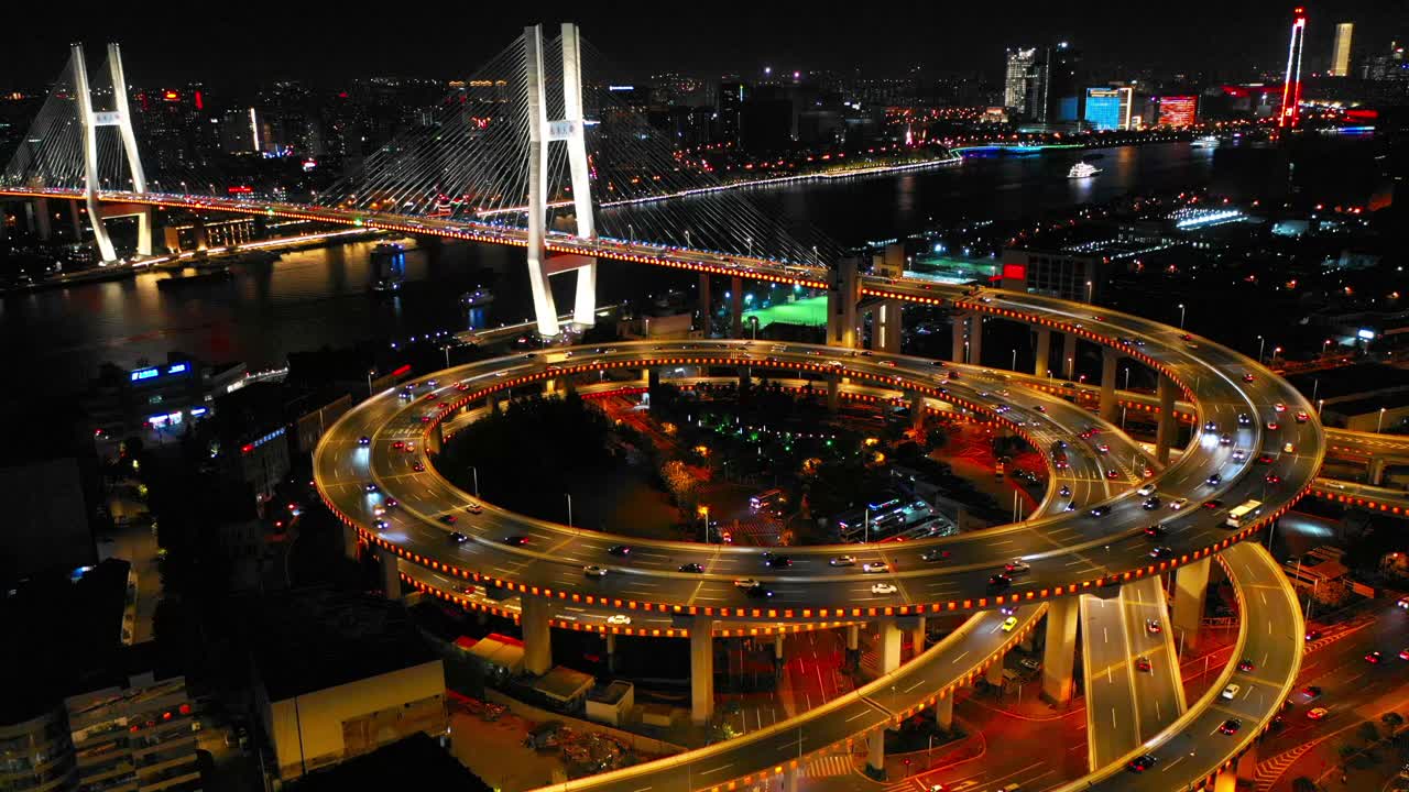 上海南浦大桥夜景视频素材