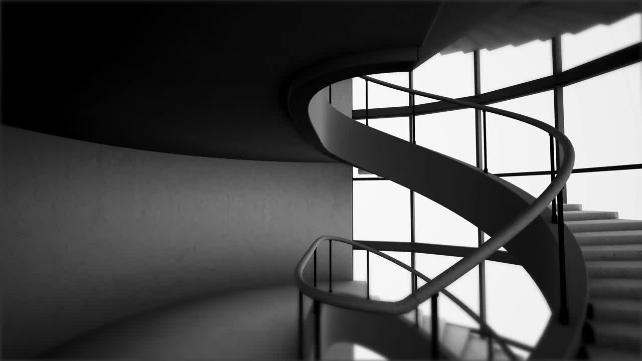现代建筑中的楼梯，建筑抽象细节视频素材