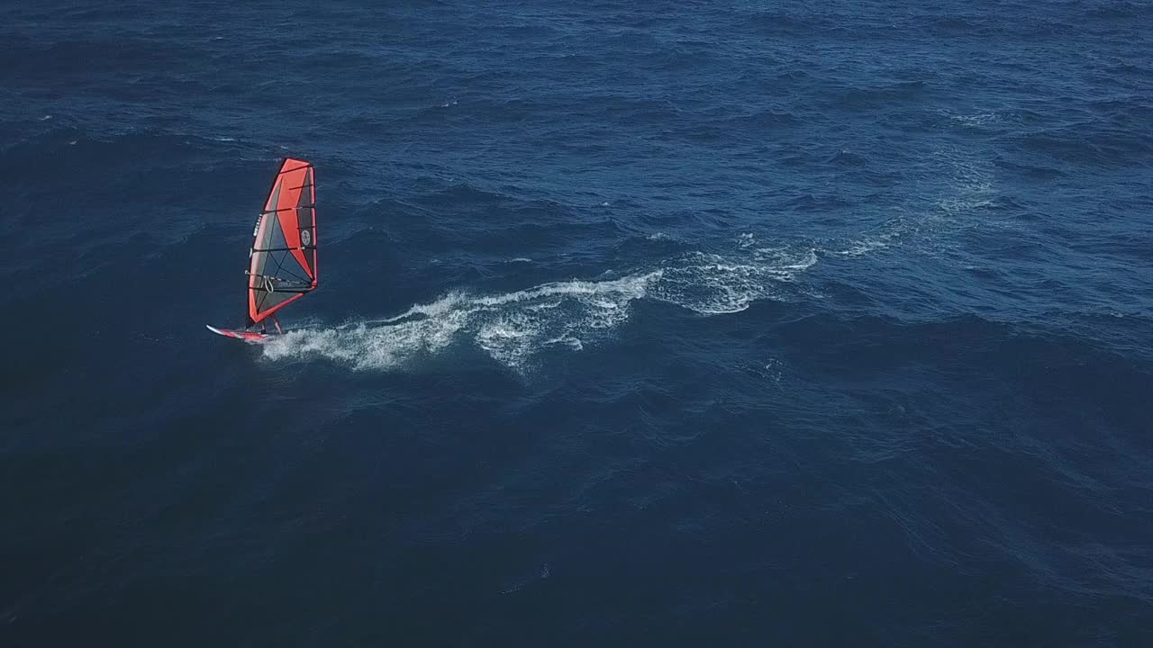 航拍风帆冲浪视频素材