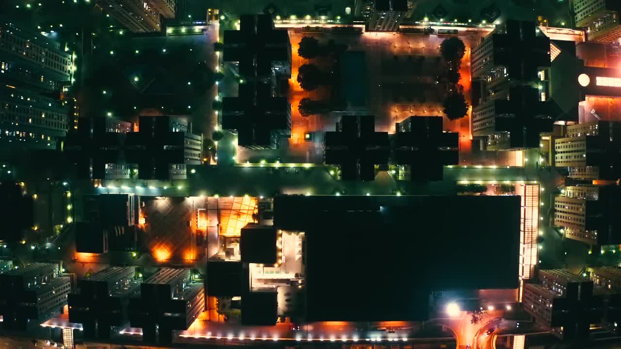 香港九龙湾无人机夜景视频下载